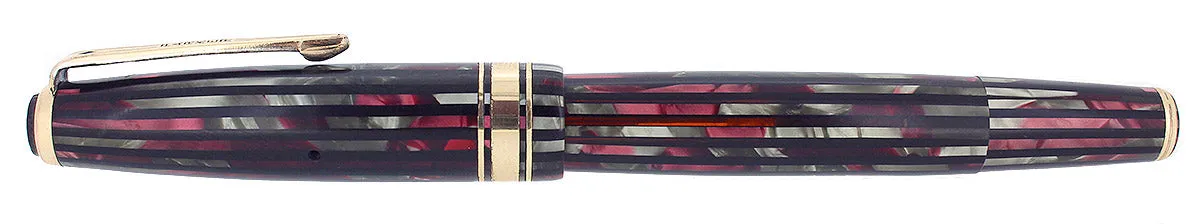 1941 PARKER 1ST GEN SENIOR STRIPED DUOFOLD DUSTY ROSE FOUNTAIN PEN RESTORED