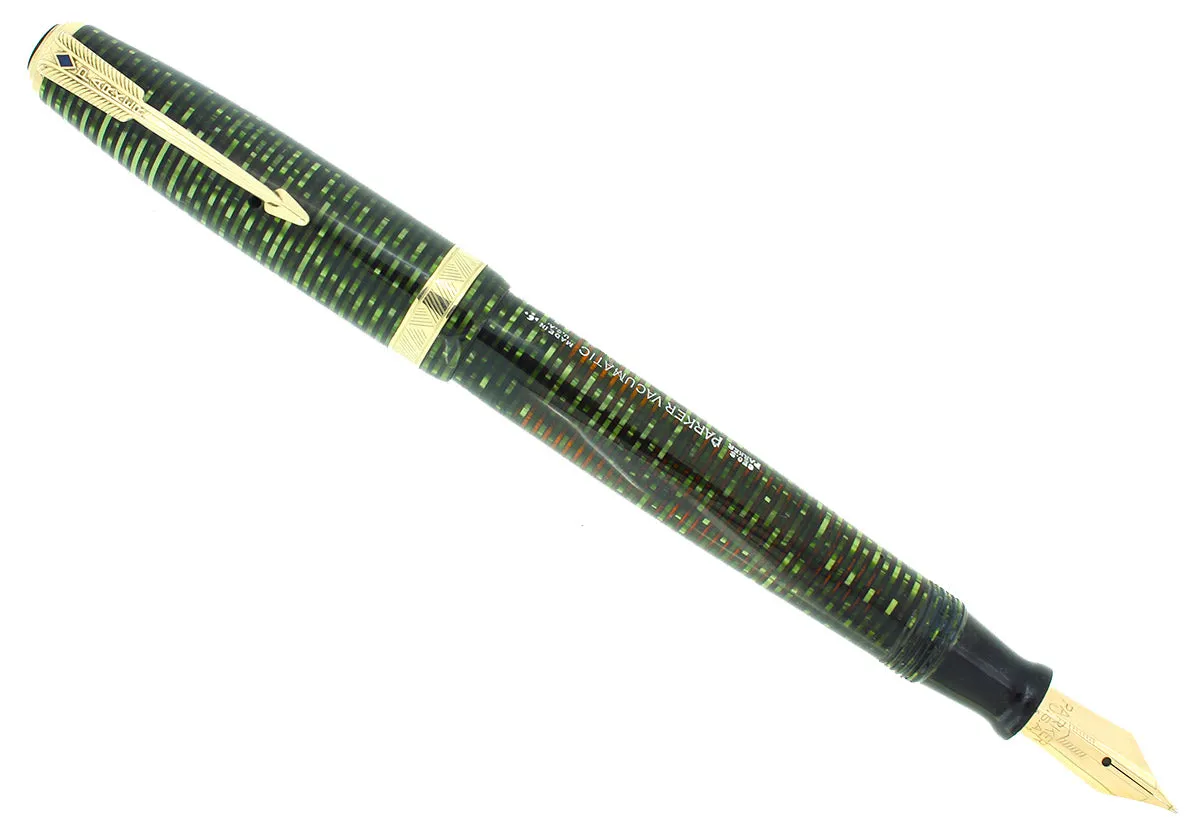 1946 PARKER VACUMATIC EMERALD PEARL BLUE DIAMOND SINGLE JEWEL FOUNTAIN PEN RESTORED