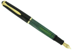 1950s PELIKAN 400NN FOUNTAIN PEN GREEN STRIATED CELLULOID B-BBB NIB RESTORED