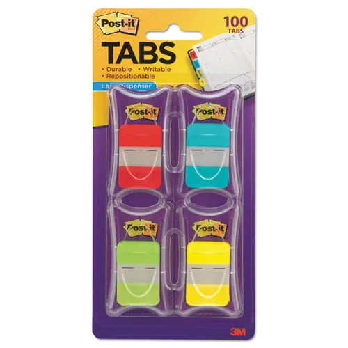 1" Tabs, 1-5-cut Tabs, Assorted Colors, 1" Wide, 100-pack