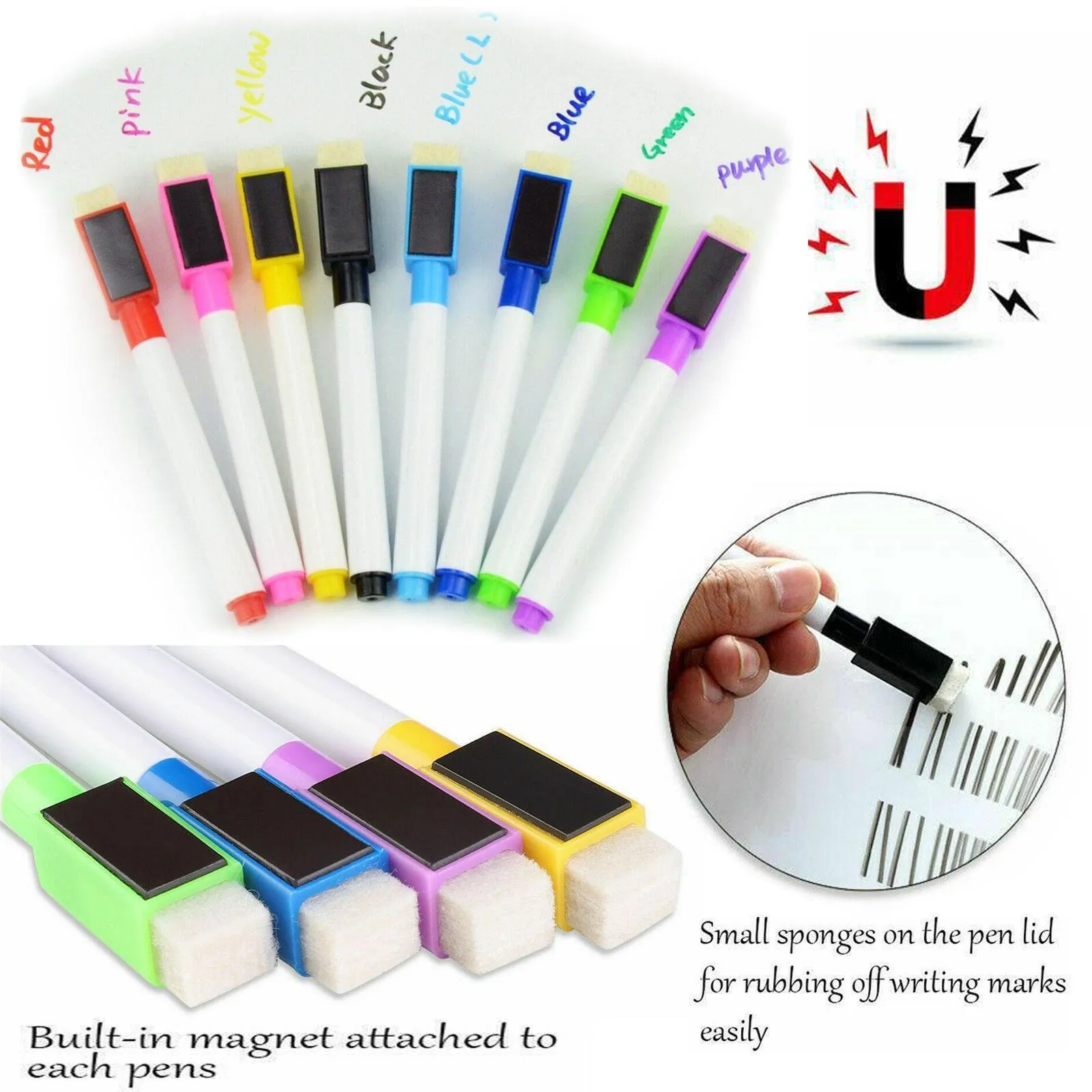 8 Colour Magnetic White Board Markers