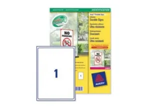 Avery Printable Durable Signs, 190 x 275 mm, 1label-sheet, 10lables-pack