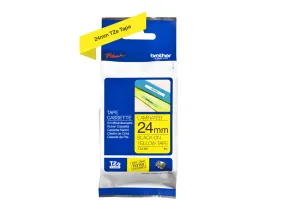 Brother P-touch 24mm TZ-651 Laminated Tape, 8 m, Black on Yellow