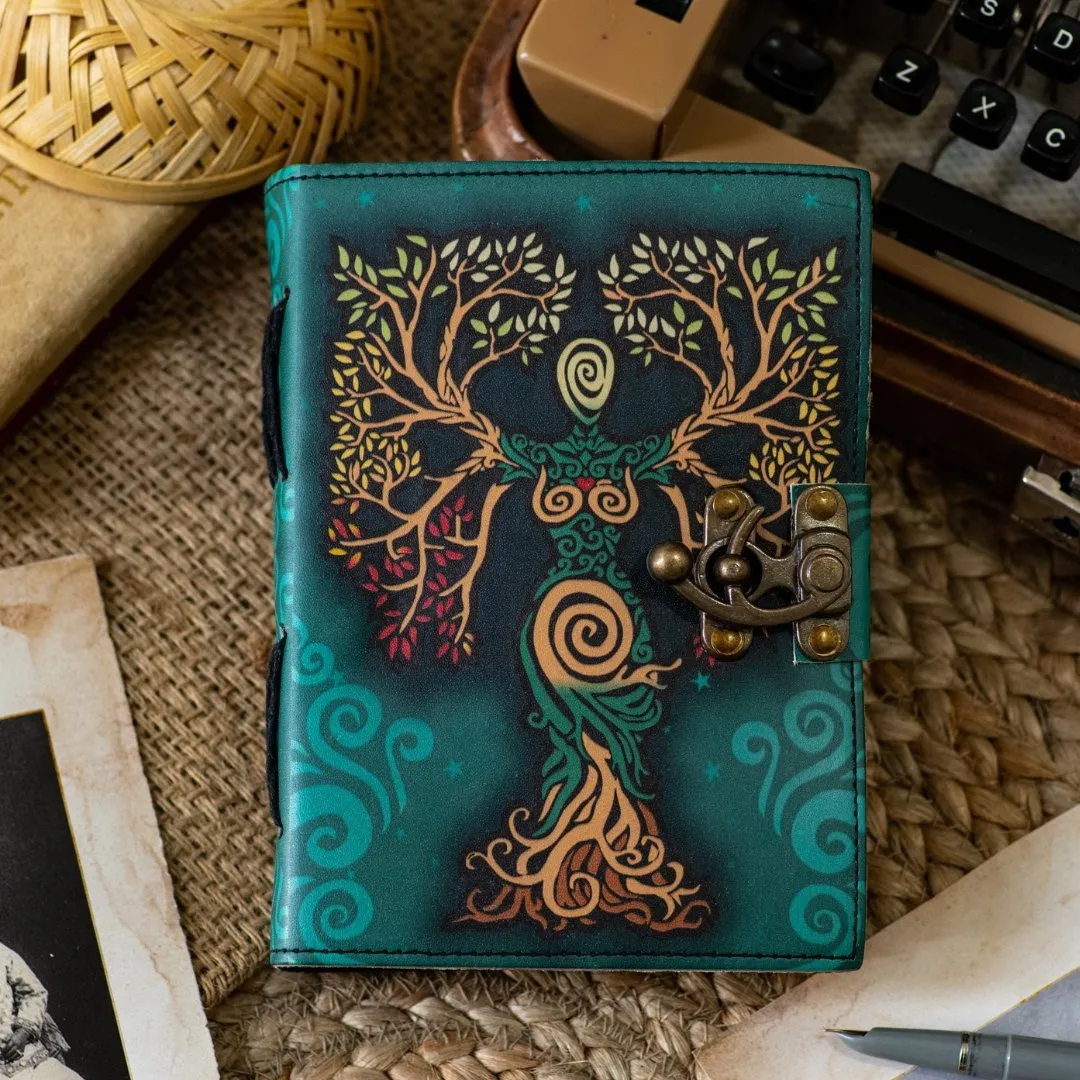 Craft Junky Vintage Leather-Bound Diary Journal with Mother of Earth Print