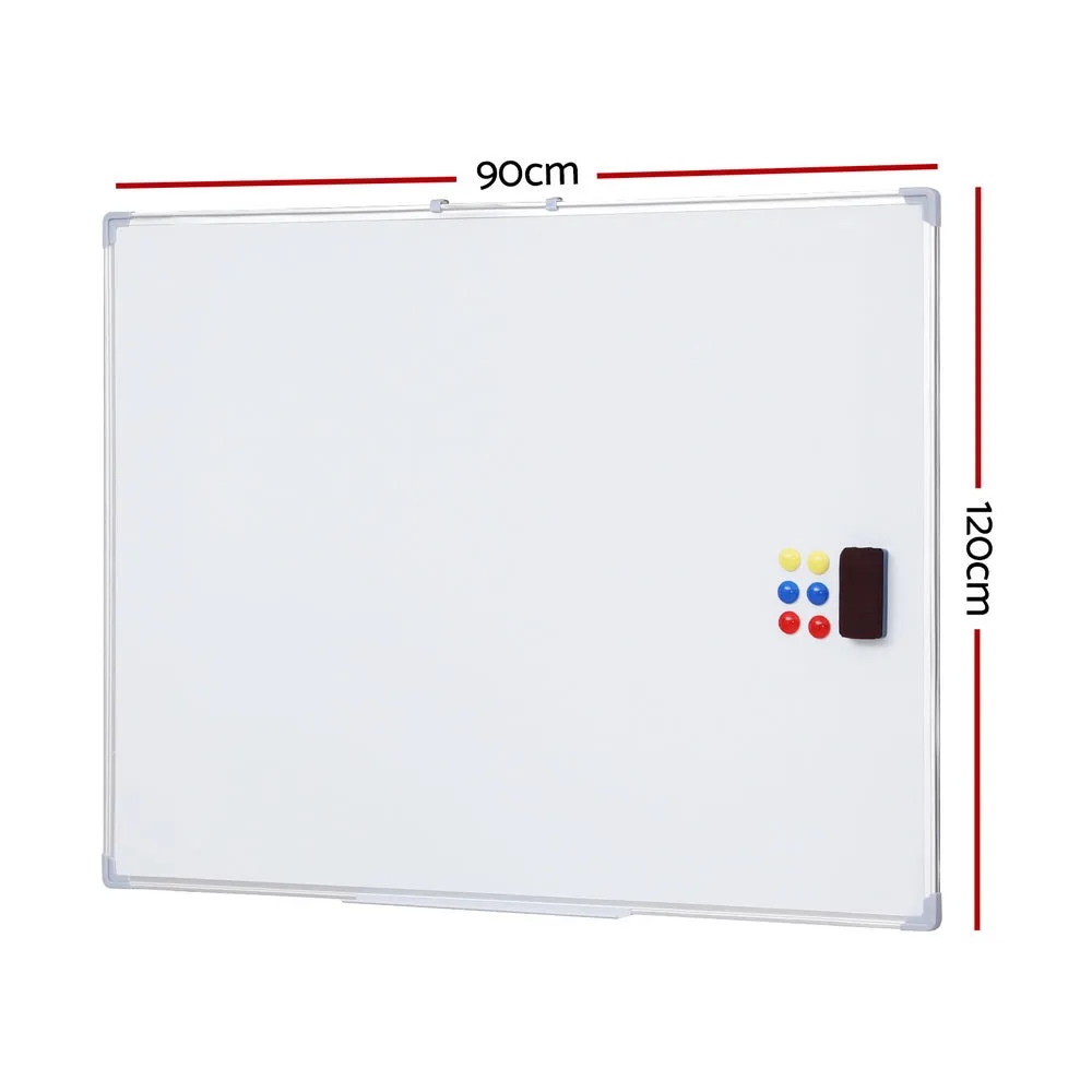 Double-Sided 90x120cm Magnetic Whiteboard, Mobile Eraser Tray, Home Office School