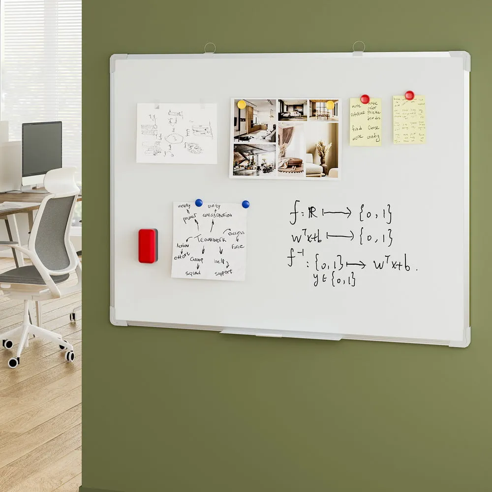 Double-Sided 90x120cm Magnetic Whiteboard, Mobile Eraser Tray, Home Office School