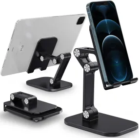 Foldable Angle Height Adjustable Desktop Tablet Phone Holder Stand-Black