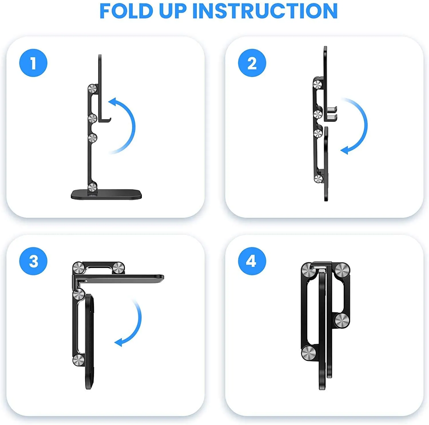 Foldable Angle Height Adjustable Desktop Tablet Phone Holder Stand-Black