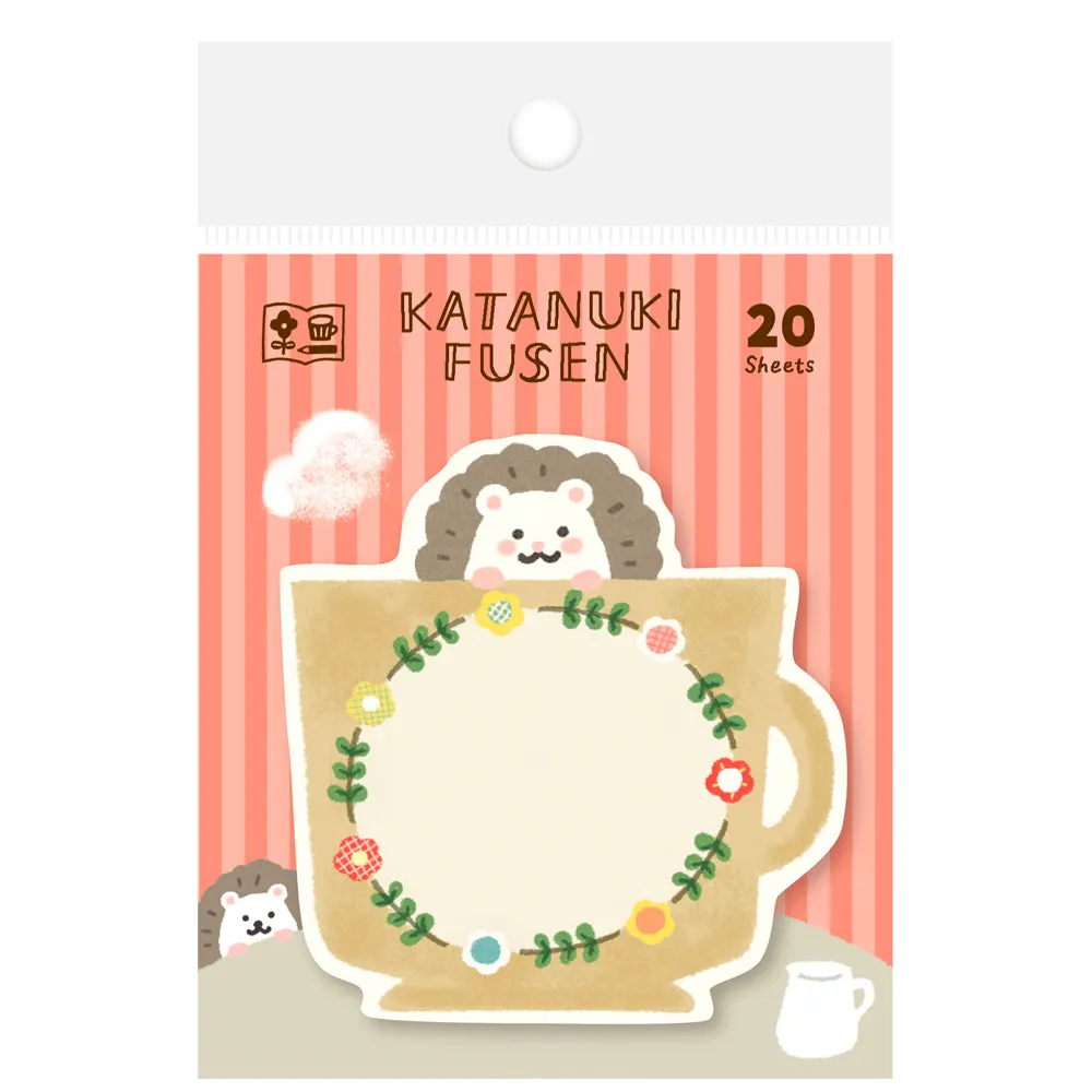 Furukawashiko Die-Cut Sticky Notes - Hedgehog in Tea Cup