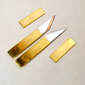 Japanese Kiridashi Brass Knife Duo (Left & Right)