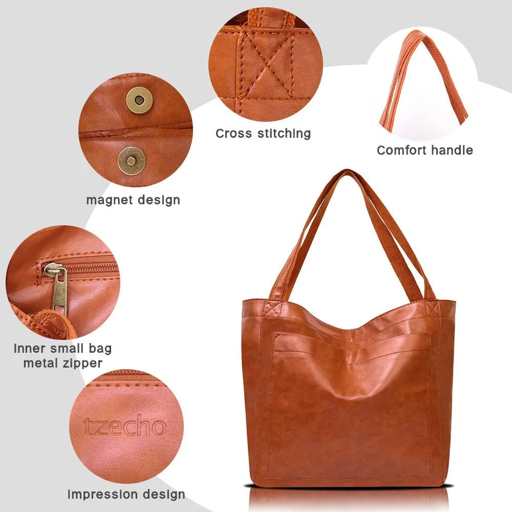 Ladies Leather Vintage Large Capacity Tote Bag TZBG0503