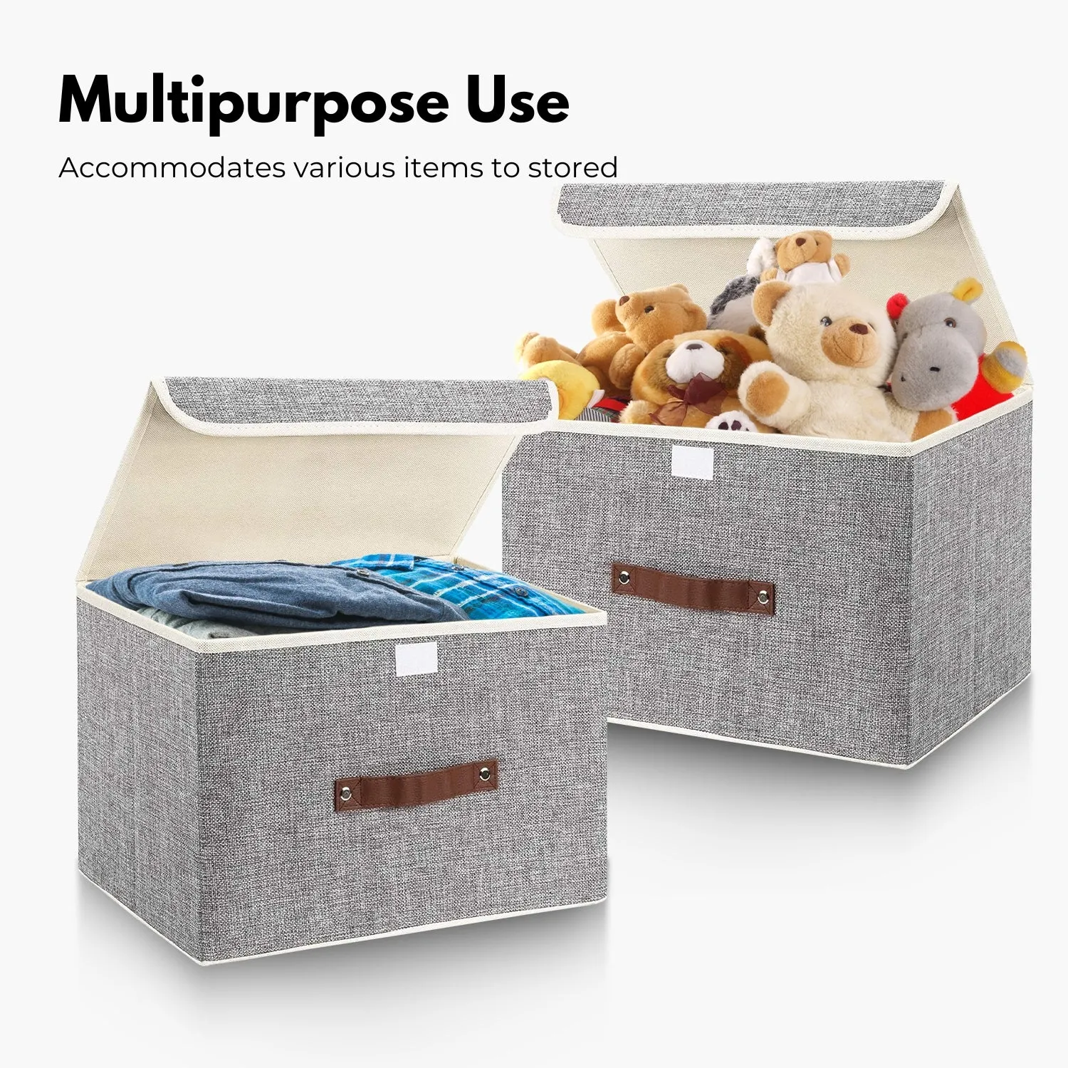 Large Foldable Storage Bins with Handles, 3 Pack, Gray - GOMINIMO