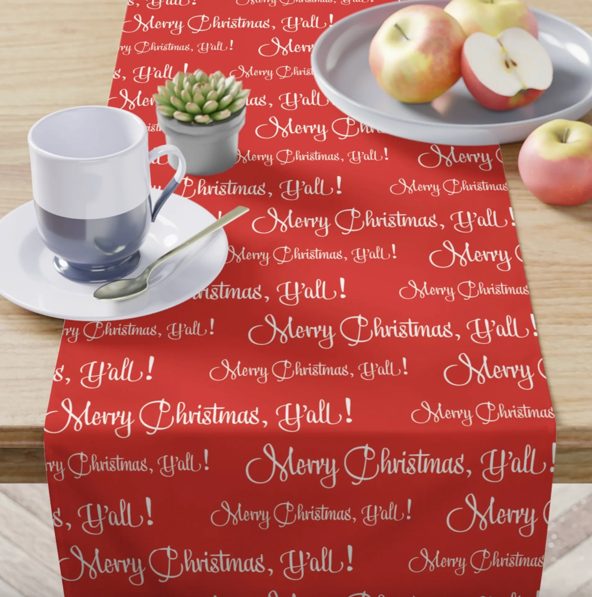 Merry Christmas, Y'all Red Paper Table Runner