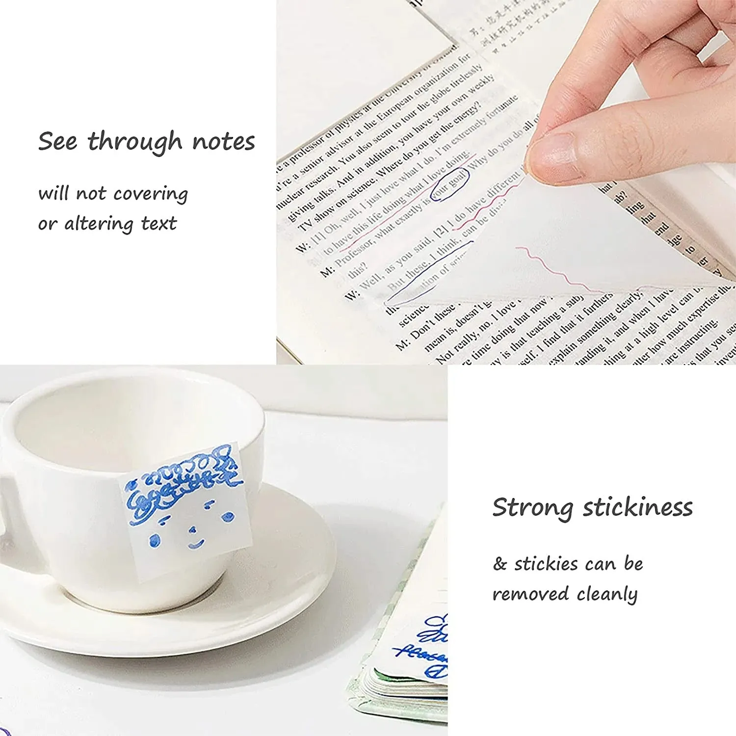 Mini Transparent Sticky Notes - 50 Sheets