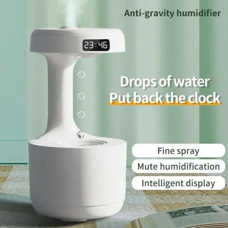 New Anti-Gravity Humidifier With Clock Water Drop Backflow Aroma Diffuser