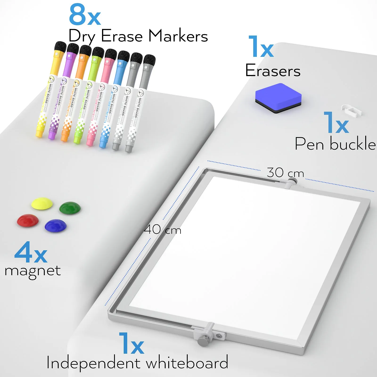 Nicpro Dry Erase Whiteboard, 12 x 16 inch Double Sided Large Magnetic Desktop White Board with Stand, 8 Pens, 1 Eraser, 4 Magnets, Portable White Board Easel for Kids Memo to Do List Students School