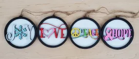 Peace Hope Joy Love Set of 4 SVG Laser ready Ornament Files Glowforge