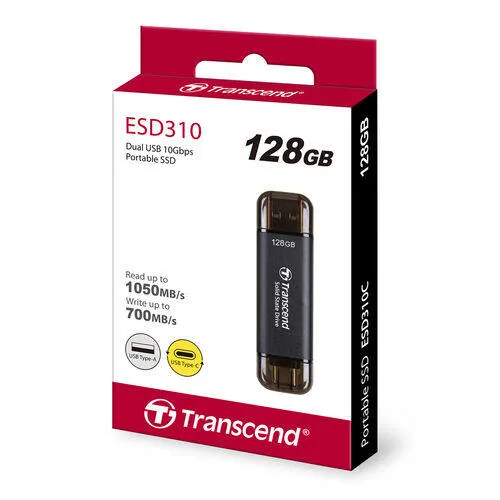 Transcend ESD310C 3D NAND Portable External SSD with USB 3.2 Type-A and Type-C Connectors - ( 512GB / 1TB / 2TB )