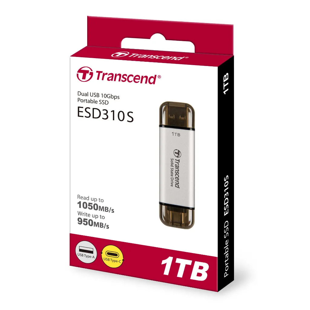 Transcend ESD310C 3D NAND Portable External SSD with USB 3.2 Type-A and Type-C Connectors - ( 512GB / 1TB / 2TB )